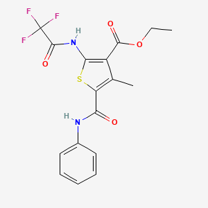 molecular formula C17H15F3N2O4S B3613255 ETHYL 4-METHYL-5-(PHENYLCARBAMOYL)-2-(2,2,2-TRIFLUOROACETAMIDO)THIOPHENE-3-CARBOXYLATE 