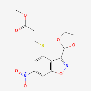 molecular formula C14H14N2O7S B3613260 Methyl 3-{[3-(1,3-dioxolan-2-yl)-6-nitro-1,2-benzoxazol-4-yl]sulfanyl}propanoate 