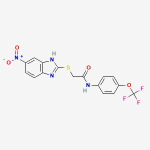 molecular formula C16H11F3N4O4S B3613269 2-[(5-nitro-1H-benzimidazol-2-yl)thio]-N-[4-(trifluoromethoxy)phenyl]acetamide 