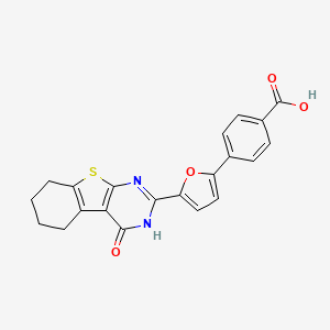 molecular formula C21H16N2O4S B3613282 4-[5-(4-oxo-3,4,5,6,7,8-hexahydro[1]benzothieno[2,3-d]pyrimidin-2-yl)-2-furyl]benzoic acid 