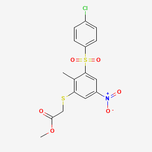 METHYL 2-{[3-(4-CHLOROBENZENESULFONYL)-2-METHYL-5-NITROPHENYL]SULFANYL}ACETATE