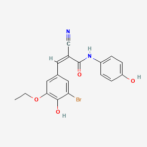 molecular formula C18H15BrN2O4 B3613301 3-(3-bromo-5-ethoxy-4-hydroxyphenyl)-2-cyano-N-(4-hydroxyphenyl)acrylamide 