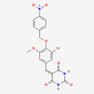 5-[[3-Bromo-5-methoxy-4-[(4-nitrophenyl)methoxy]phenyl]methylidene]-1,3-diazinane-2,4,6-trione