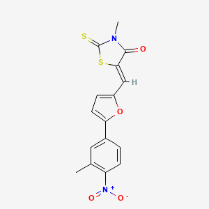 molecular formula C16H12N2O4S2 B3613356 3-methyl-5-{[5-(3-methyl-4-nitrophenyl)-2-furyl]methylene}-2-thioxo-1,3-thiazolidin-4-one 