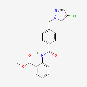 molecular formula C19H16ClN3O3 B3613390 methyl 2-({4-[(4-chloro-1H-pyrazol-1-yl)methyl]benzoyl}amino)benzoate 