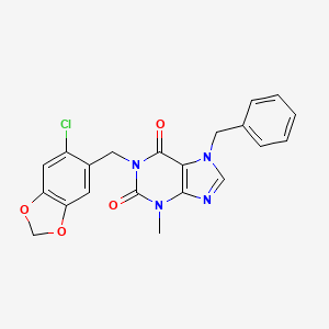 7-BENZYL-1-[(6-CHLORO-2H-1,3-BENZODIOXOL-5-YL)METHYL]-3-METHYL-2,3,6,7-TETRAHYDRO-1H-PURINE-2,6-DIONE