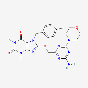 molecular formula C23H27N9O4 B3613494 8-[(4-amino-6-morpholin-4-yl-1,3,5-triazin-2-yl)methoxy]-1,3-dimethyl-7-(4-methylbenzyl)-3,7-dihydro-1H-purine-2,6-dione 