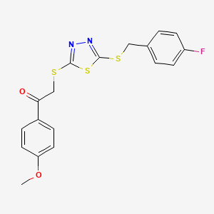 2-({5-[(4-Fluorobenzyl)sulfanyl]-1,3,4-thiadiazol-2-yl}sulfanyl)-1-(4-methoxyphenyl)ethanone