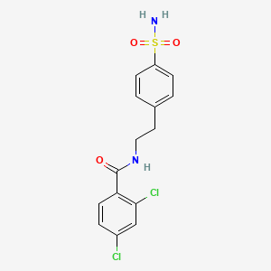 molecular formula C15H14Cl2N2O3S B3613649 N-{2-[4-(aminosulfonyl)phenyl]ethyl}-2,4-dichlorobenzamide 