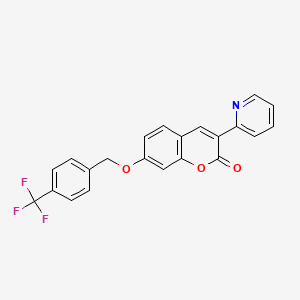 molecular formula C22H14F3NO3 B3613684 3-(2-pyridinyl)-7-{[4-(trifluoromethyl)benzyl]oxy}-2H-chromen-2-one 