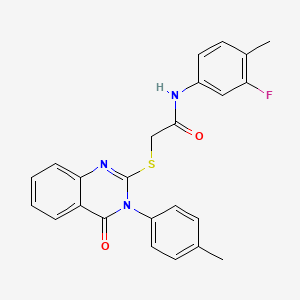 molecular formula C24H20FN3O2S B3613729 N-(3-fluoro-4-methylphenyl)-2-{[3-(4-methylphenyl)-4-oxo-3,4-dihydroquinazolin-2-yl]sulfanyl}acetamide CAS No. 477331-23-0