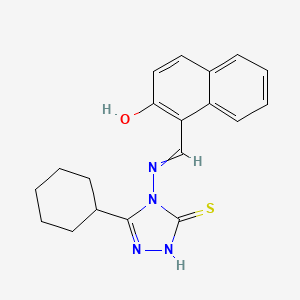 molecular formula C19H20N4OS B3613743 1-{[(3-cyclohexyl-5-mercapto-4H-1,2,4-triazol-4-yl)imino]methyl}-2-naphthol 