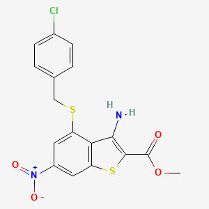 methyl 3-amino-4-[(4-chlorobenzyl)thio]-6-nitro-1-benzothiophene-2-carboxylate