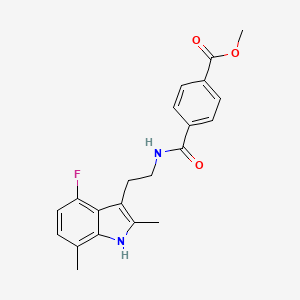 molecular formula C21H21FN2O3 B3613777 methyl 4-({[2-(4-fluoro-2,7-dimethyl-1H-indol-3-yl)ethyl]amino}carbonyl)benzoate 