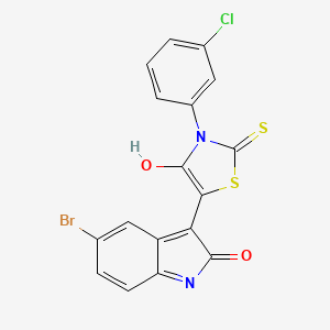 (3Z)-5-bromo-3-[3-(3-chlorophenyl)-4-oxo-2-thioxo-1,3-thiazolidin-5-ylidene]-1,3-dihydro-2H-indol-2-one