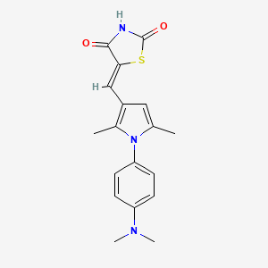 molecular formula C18H19N3O2S B3613951 5-({1-[4-(dimethylamino)phenyl]-2,5-dimethyl-1H-pyrrol-3-yl}methylene)-1,3-thiazolidine-2,4-dione 