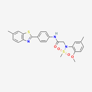 molecular formula C25H25N3O4S2 B3614010 N~2~-(2-methoxy-5-methylphenyl)-N~1~-[4-(6-methyl-1,3-benzothiazol-2-yl)phenyl]-N~2~-(methylsulfonyl)glycinamide 