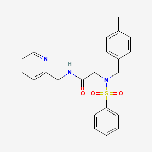 2-[benzenesulfonyl-[(4-methylphenyl)methyl]amino]-N-(pyridin-2-ylmethyl)acetamide