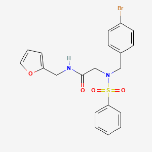 molecular formula C20H19BrN2O4S B3614109 2-[benzenesulfonyl-[(4-bromophenyl)methyl]amino]-N-(furan-2-ylmethyl)acetamide 