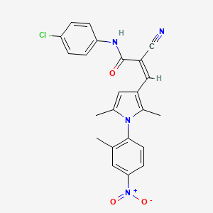 molecular formula C23H19ClN4O3 B3614123 (2Z)-N-(4-chlorophenyl)-2-cyano-3-[2,5-dimethyl-1-(2-methyl-4-nitrophenyl)-1H-pyrrol-3-yl]prop-2-enamide 