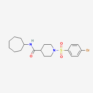 molecular formula C19H27BrN2O3S B3614147 1-[(4-bromophenyl)sulfonyl]-N-cycloheptyl-4-piperidinecarboxamide 