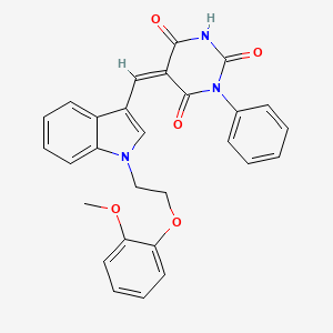 molecular formula C28H23N3O5 B3614179 (5Z)-5-({1-[2-(2-methoxyphenoxy)ethyl]-1H-indol-3-yl}methylidene)-1-phenylpyrimidine-2,4,6(1H,3H,5H)-trione 