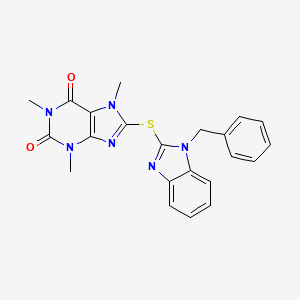 molecular formula C22H20N6O2S B3614214 8-[(1-benzyl-1H-benzimidazol-2-yl)thio]-1,3,7-trimethyl-3,7-dihydro-1H-purine-2,6-dione 