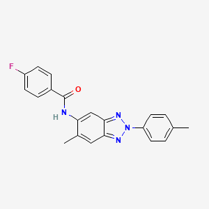 molecular formula C21H17FN4O B3614277 4-fluoro-N-[6-methyl-2-(4-methylphenyl)-2H-1,2,3-benzotriazol-5-yl]benzamide 