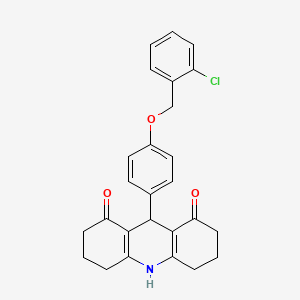 molecular formula C26H24ClNO3 B3614379 9-{4-[(2-chlorobenzyl)oxy]phenyl}-3,4,6,7,9,10-hexahydro-1,8(2H,5H)-acridinedione 