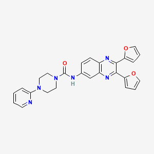 molecular formula C26H22N6O3 B3614498 N-(2,3-di-2-furyl-6-quinoxalinyl)-4-(2-pyridinyl)-1-piperazinecarboxamide 