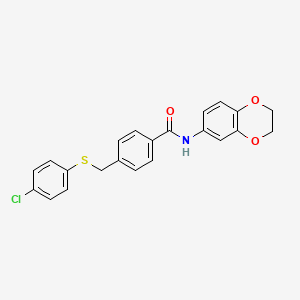 4-{[(4-chlorophenyl)thio]methyl}-N-(2,3-dihydro-1,4-benzodioxin-6-yl)benzamide