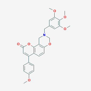 B361453 4-(4-methoxyphenyl)-9-(3,4,5-trimethoxybenzyl)-9,10-dihydro-2H,8H-chromeno[8,7-e][1,3]oxazin-2-one CAS No. 859859-49-7