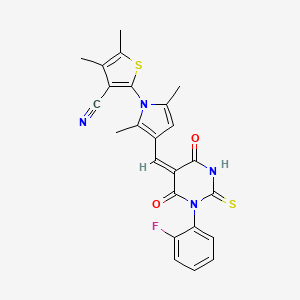 2-(3-{(E)-[1-(2-fluorophenyl)-4,6-dioxo-2-thioxotetrahydropyrimidin-5(2H)-ylidene]methyl}-2,5-dimethyl-1H-pyrrol-1-yl)-4,5-dimethylthiophene-3-carbonitrile