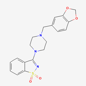 molecular formula C19H19N3O4S B3614535 3-[4-(1,3-benzodioxol-5-ylmethyl)-1-piperazinyl]-1,2-benzisothiazole 1,1-dioxide 