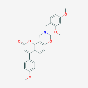 B361456 9-(2,4-dimethoxybenzyl)-4-(4-methoxyphenyl)-9,10-dihydro-2H,8H-chromeno[8,7-e][1,3]oxazin-2-one CAS No. 859128-24-8