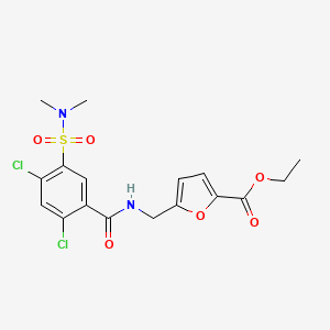 molecular formula C17H18Cl2N2O6S B3614561 ethyl 5-[({2,4-dichloro-5-[(dimethylamino)sulfonyl]benzoyl}amino)methyl]-2-furoate 