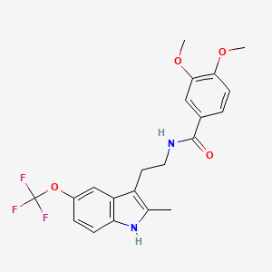 molecular formula C21H21F3N2O4 B3614618 3,4-dimethoxy-N-{2-[2-methyl-5-(trifluoromethoxy)-1H-indol-3-yl]ethyl}benzamide 