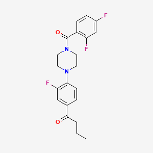 molecular formula C21H21F3N2O2 B3614634 1-{4-[4-(2,4-difluorobenzoyl)piperazin-1-yl]-3-fluorophenyl}butan-1-one 