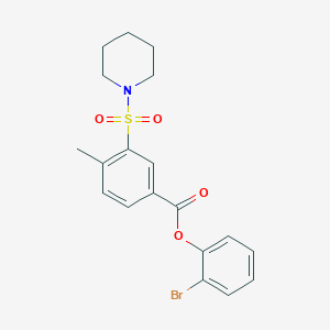 2-bromophenyl 4-methyl-3-(1-piperidinylsulfonyl)benzoate