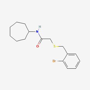 molecular formula C16H22BrNOS B3614720 2-[(2-bromobenzyl)thio]-N-cycloheptylacetamide 