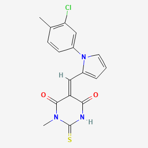 molecular formula C17H14ClN3O2S B3614732 5-{[1-(3-chloro-4-methylphenyl)-1H-pyrrol-2-yl]methylene}-1-methyl-2-thioxodihydro-4,6(1H,5H)-pyrimidinedione 