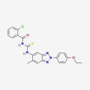 molecular formula C23H20ClN5O2S B3614741 2-chloro-N-({[2-(4-ethoxyphenyl)-6-methyl-2H-1,2,3-benzotriazol-5-yl]amino}carbonothioyl)benzamide 