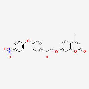 molecular formula C24H17NO7 B3614793 4-methyl-7-{2-[4-(4-nitrophenoxy)phenyl]-2-oxoethoxy}-2H-chromen-2-one 