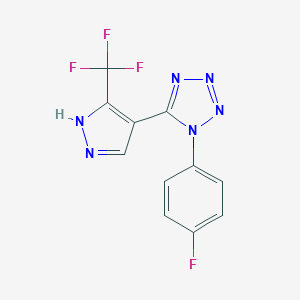 molecular formula C11H6F4N6 B361485 1-(4-fluorophenyl)-5-[5-(trifluoromethyl)-1H-pyrazol-4-yl]-1H-tetraazole 