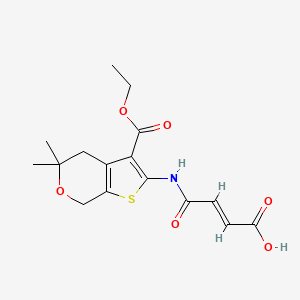 molecular formula C16H19NO6S B3614870 4-{[3-(ethoxycarbonyl)-5,5-dimethyl-4,7-dihydro-5H-thieno[2,3-c]pyran-2-yl]amino}-4-oxo-2-butenoic acid 