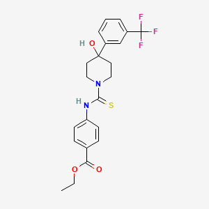 molecular formula C22H23F3N2O3S B3614872 ethyl 4-[({4-hydroxy-4-[3-(trifluoromethyl)phenyl]-1-piperidinyl}carbonothioyl)amino]benzoate 