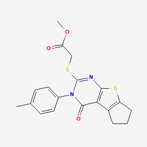 METHYL 2-{[3-(4-METHYLPHENYL)-4-OXO-3,5,6,7-TETRAHYDRO-4H-CYCLOPENTA[4,5]THIENO[2,3-D]PYRIMIDIN-2-YL]SULFANYL}ACETATE