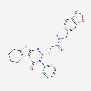 N-(1,3-benzodioxol-5-ylmethyl)-2-[(4-oxo-3-phenyl-3,4,5,6,7,8-hexahydro[1]benzothieno[2,3-d]pyrimidin-2-yl)thio]acetamide