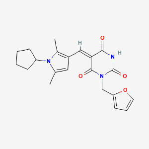 5-[(1-cyclopentyl-2,5-dimethyl-1H-pyrrol-3-yl)methylene]-1-(2-furylmethyl)-2,4,6(1H,3H,5H)-pyrimidinetrione