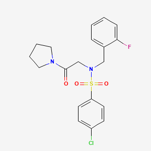 molecular formula C19H20ClFN2O3S B3614999 4-chloro-N-(2-fluorobenzyl)-N-[2-oxo-2-(1-pyrrolidinyl)ethyl]benzenesulfonamide 